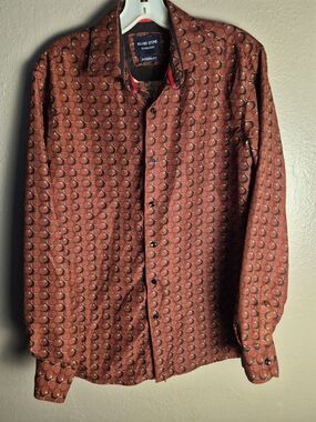 Silverstone Collection Men's Modern Fit Printed Long-Sleeve Shirt - Brown